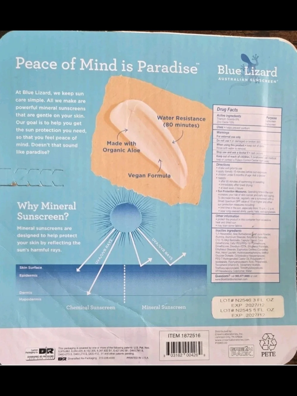 SPF 50 Sensitive Mineral Sunscreen - Light Blue